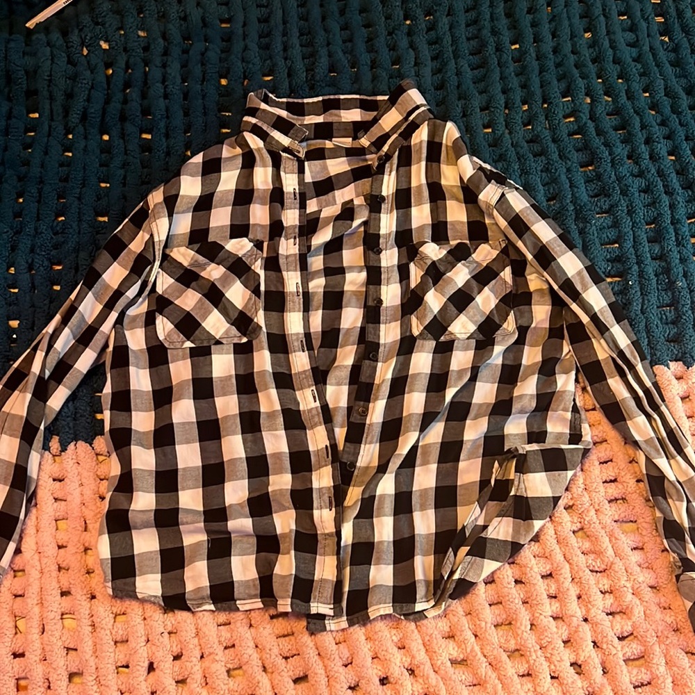 Arizona jean co 22 1/2 black gray and white flannel